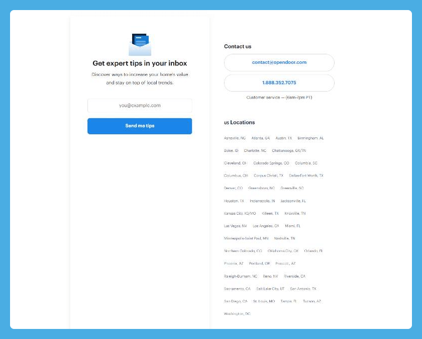 opendoor contact page
